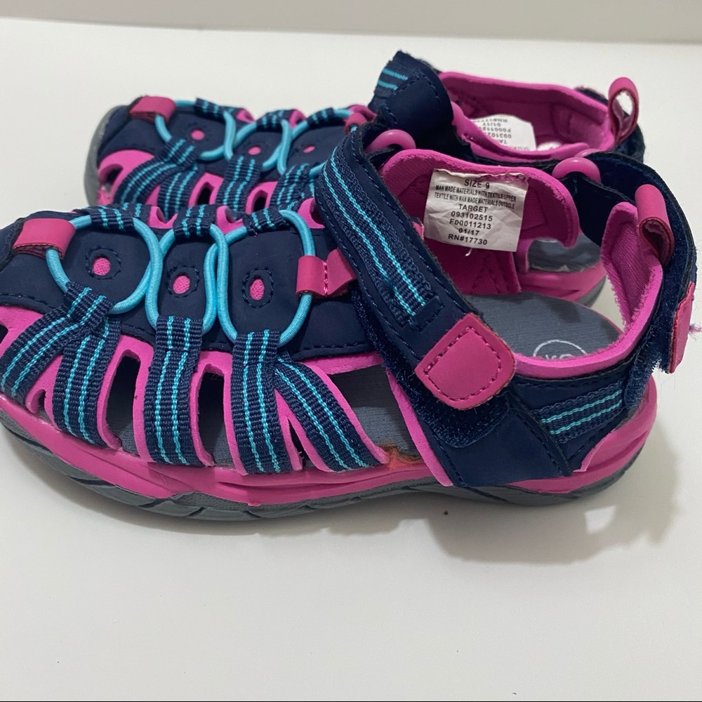 Cat & Jack Girl Afton Hiking Pink & Blue Sandals - Picture 5 of 7